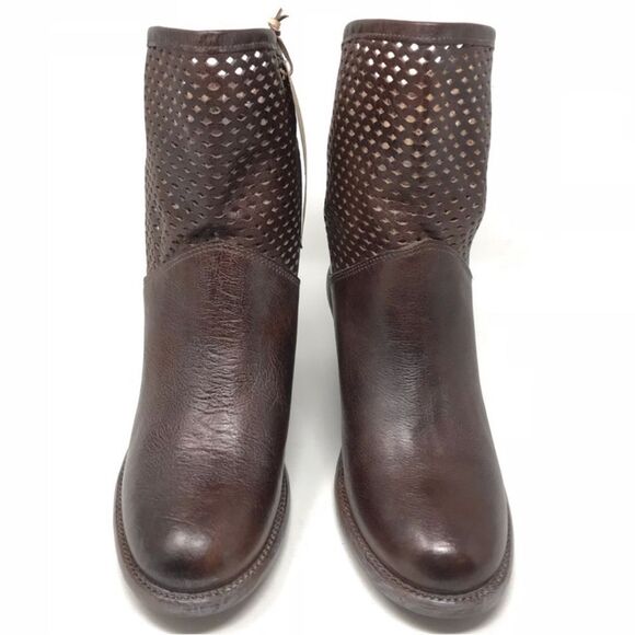 NWT Bed Stu Brown Leather Cobbler Duchess Perforated Wedge Boots Women size 8 - Picture 7 of 7